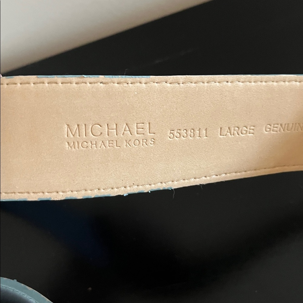 Michael Kors Dusty Blue Leather Belt with Silver Buckle - Picture 2 of 3